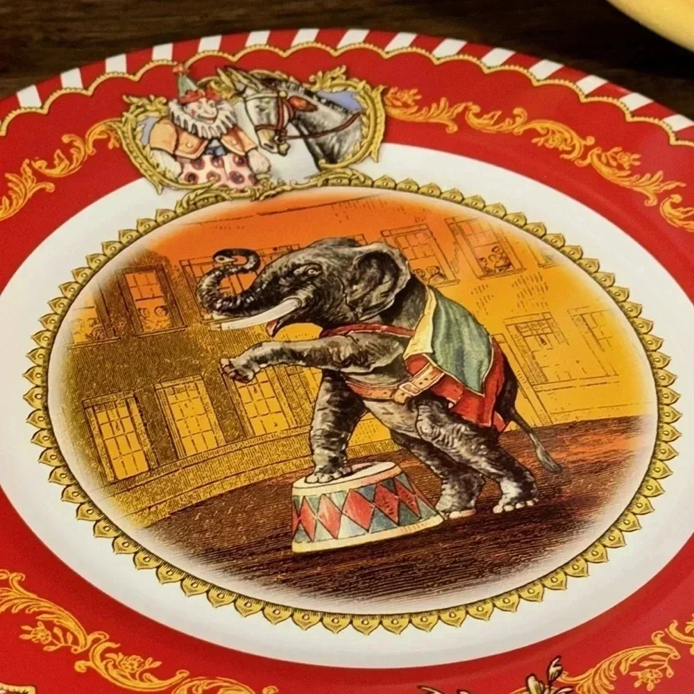VTG 2006 Restoration Hardware RH Circus Themed Set Of 3 Tin Plates Tin Container